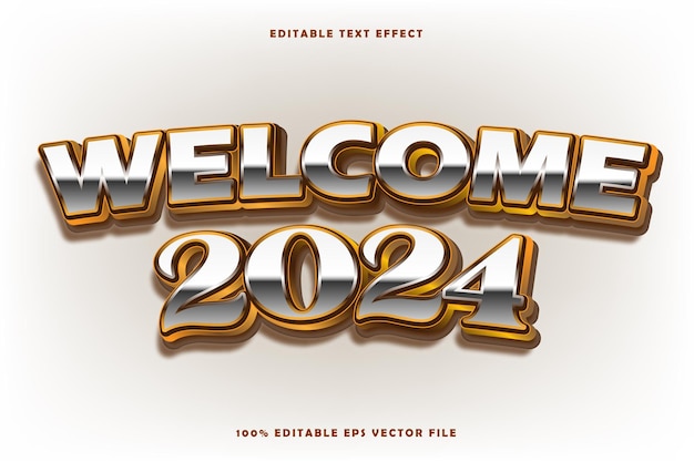 welcome 2024 editable text effect 3d emboss gradient style