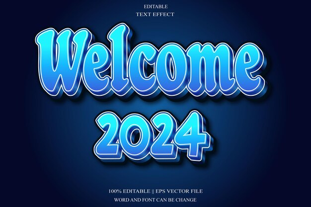 Welcome 2024 Editable Text Effect Emboss Gradient Style