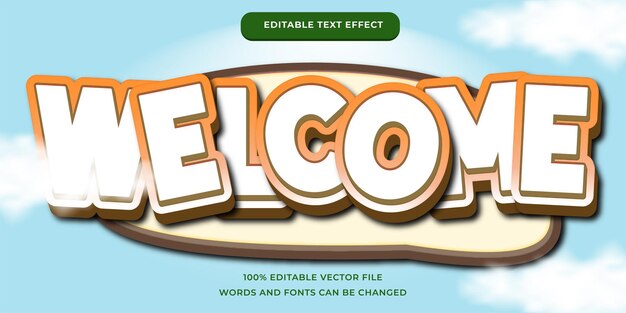 Welcome cute blue editable text effect modern