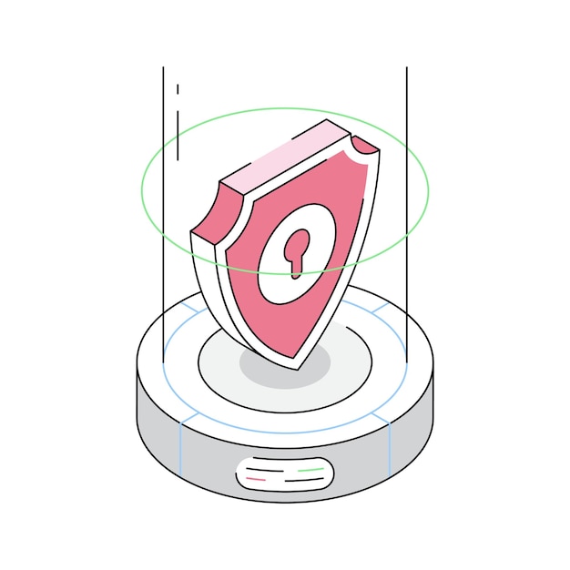 well crafted isometric outline icon of cybersecurity shield