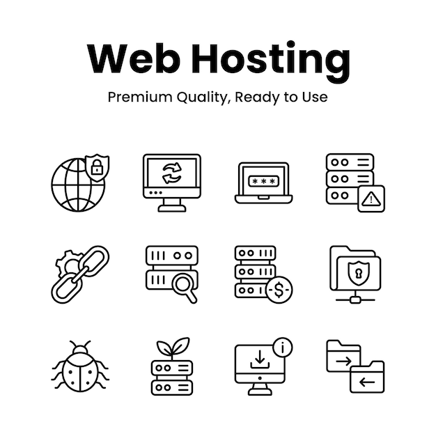 Well designed web hosting icons ready to use in websites and mobile apps