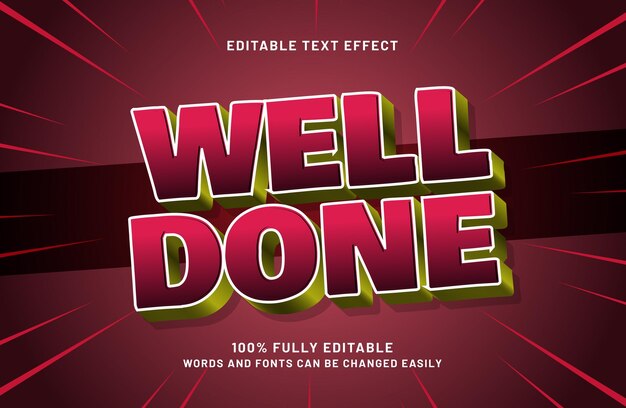 well done editable text effect style