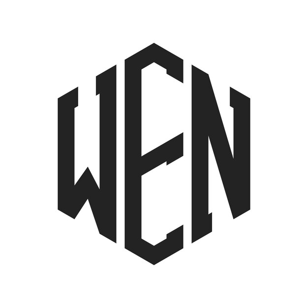 WEN Logo Design Initial Letter WEN Monogram Logo using Hexagon shape