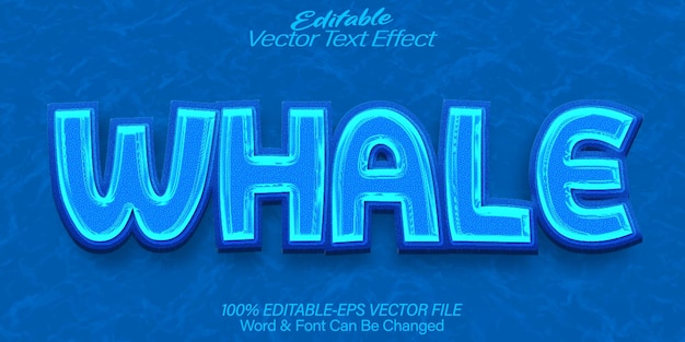 Whale Vector Text Effect Editable Alphabet Fish Animal Ocean Mammal