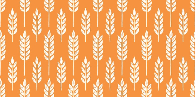 Wheat brush texture seamless pattern background Hand drawn crayon brush abstract floral wheat