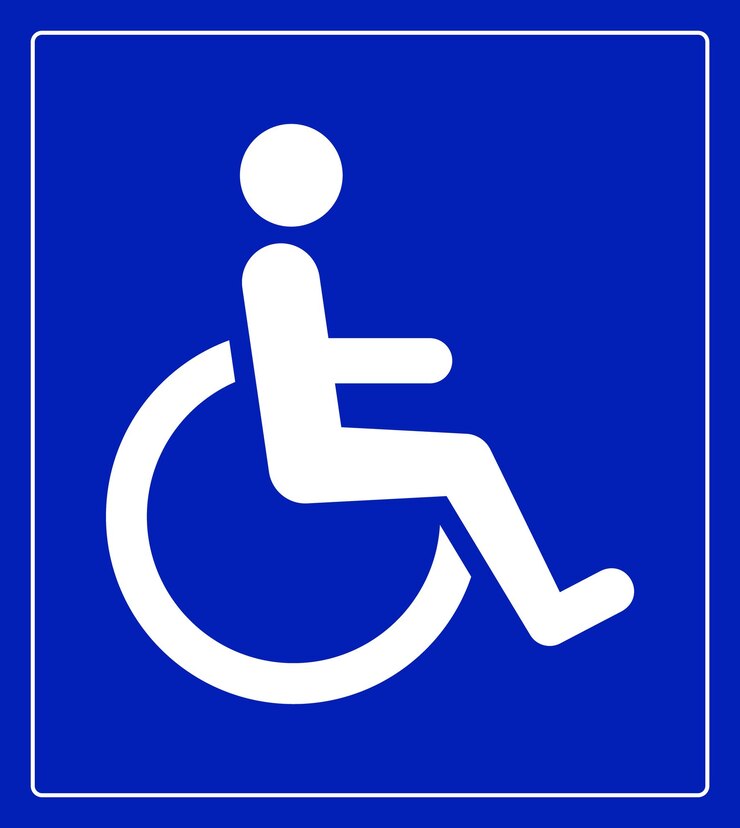 Vektör wheelchair accessible symbol white disability icon on blue background universal accessibility