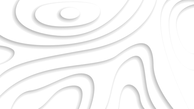 white abstract wavy paper cut background with shadows vector modern design objects