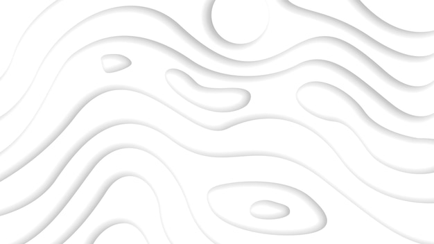 white abstract wavy paper cut background with shadows vector modern design objects