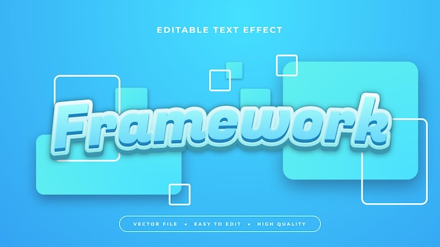 White and blue framework 3d editable text effect font style
