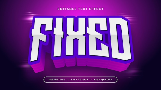 White and purple violet fixed 3d editable text effect font style