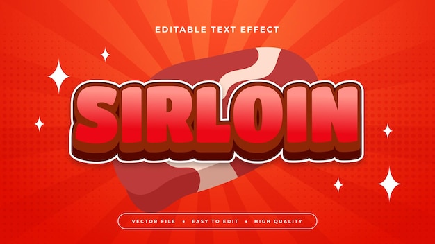 White and red sirloin 3d editable text effect font style