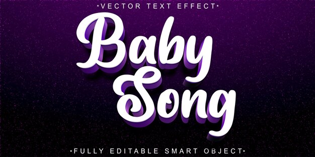 White Baby Song Vector Fully Editable Smart Object Text Effect