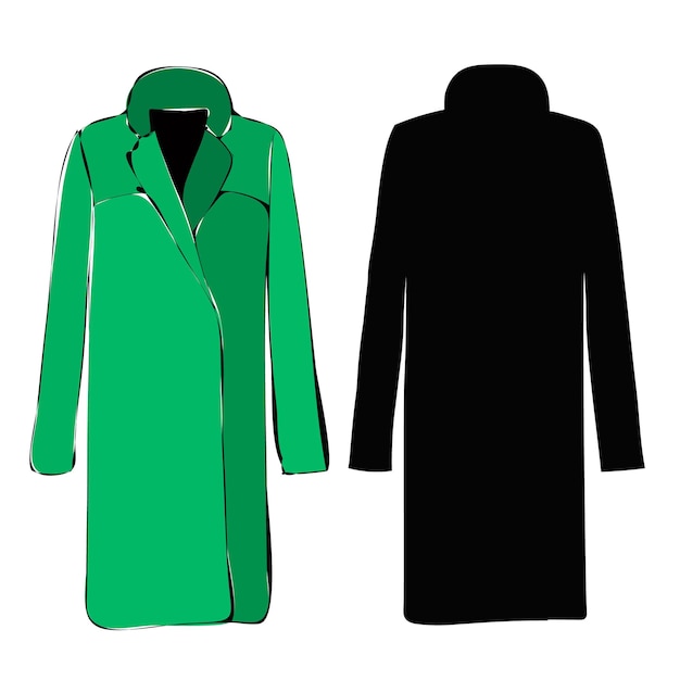white background green autumn women coat