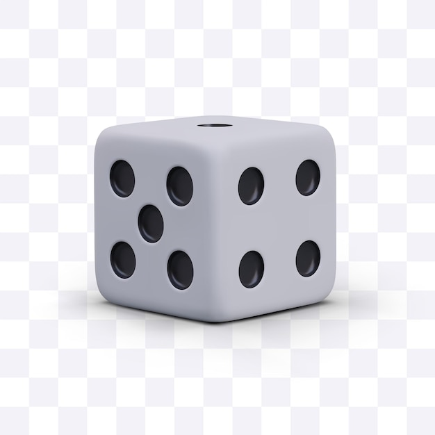 White dice with black dots Realistic isolated image with shadow Tool for random selection