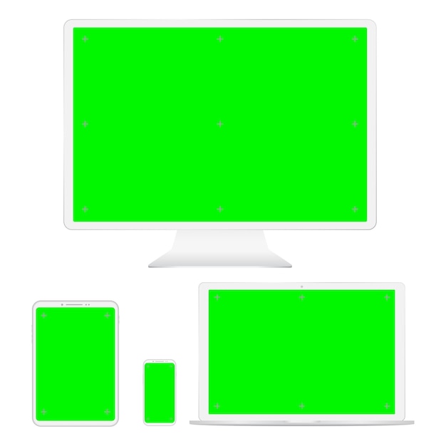 White digital gadgets green screen