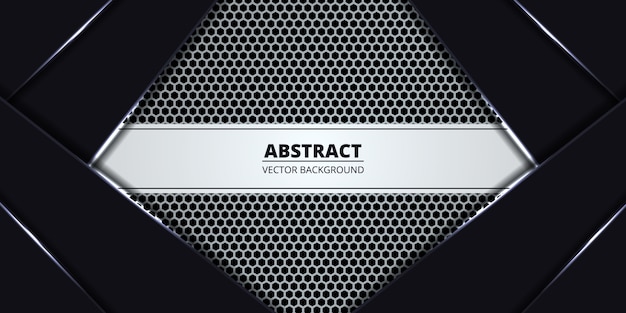 White luxury hexagon carbon fiber banner background.