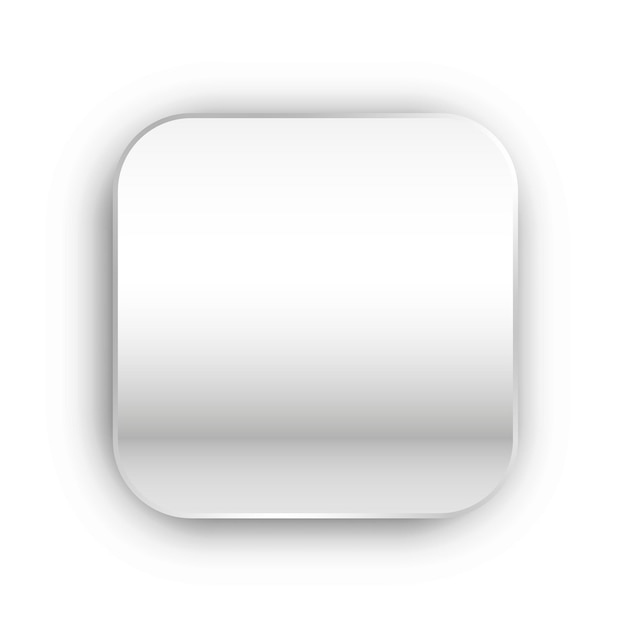 White metal button template with realistic shadow isolated on white background