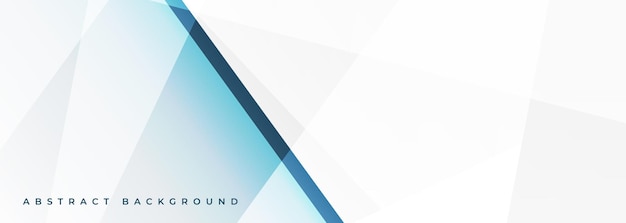 White modern abstract wide banner with blue geometric shapes