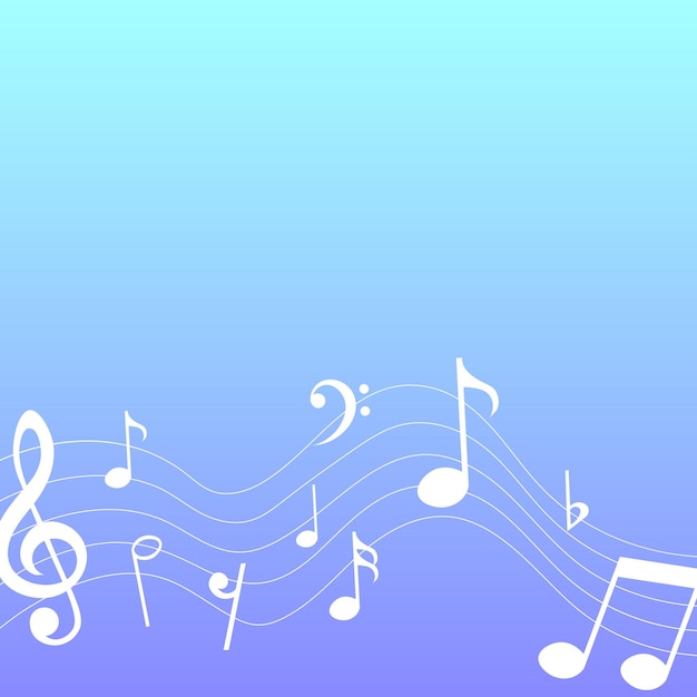 white music notes on blue and purple gradient background vector illustration