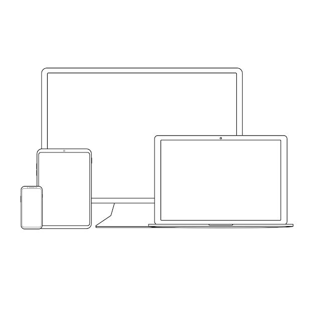White outline digital gadgets