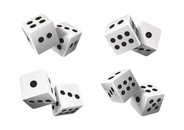 White poker dice with random numbers realistic vector icon illustration Isolated on white