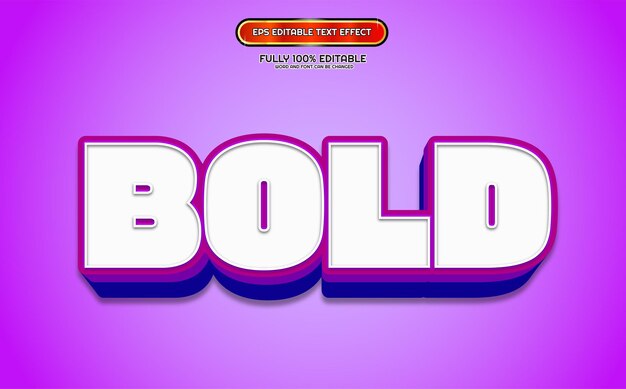 White purple bold 3d shape text effect editable template design