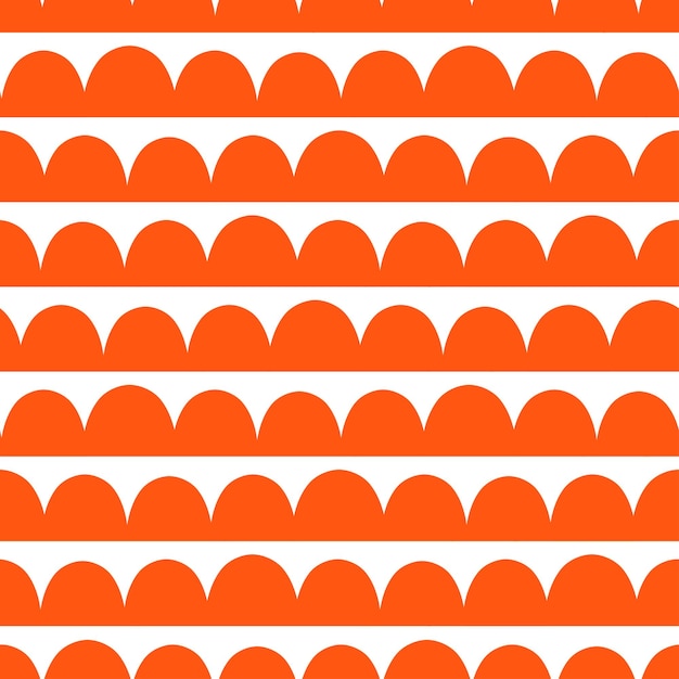 White seamless pattern with orange abstract waves.