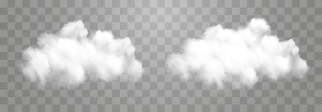White vector realistic cloud set