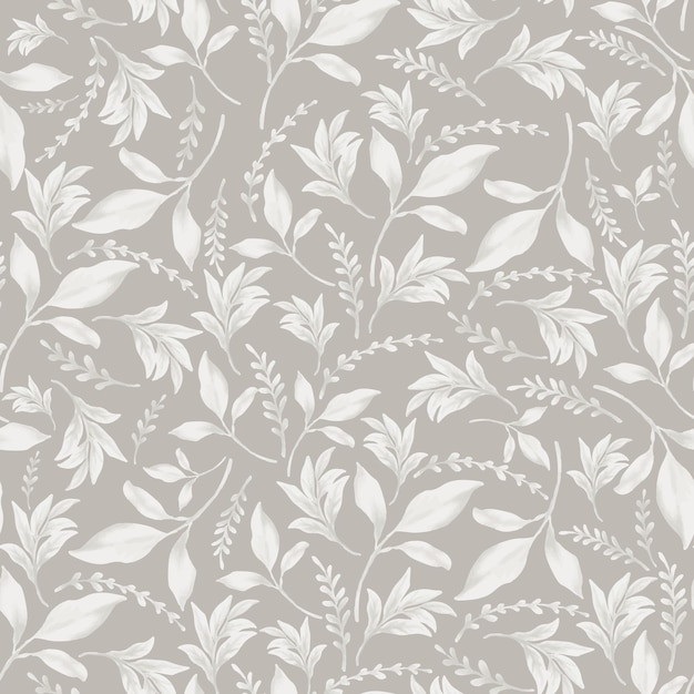 white watercolor leaf seamless pattern background