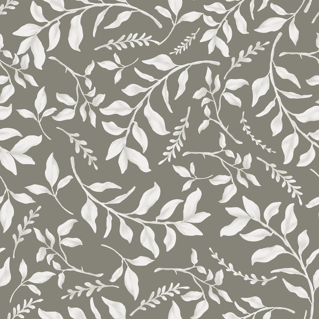 white watercolor leaf seamless pattern background