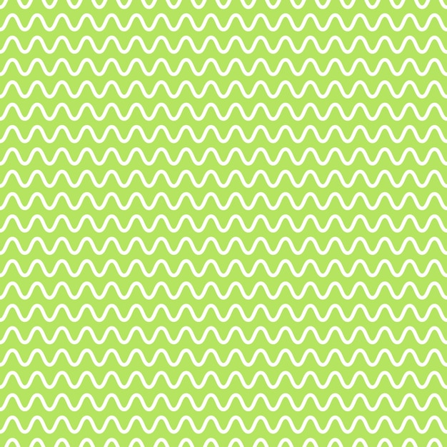 White wavy linea seamless pattern with green background.
