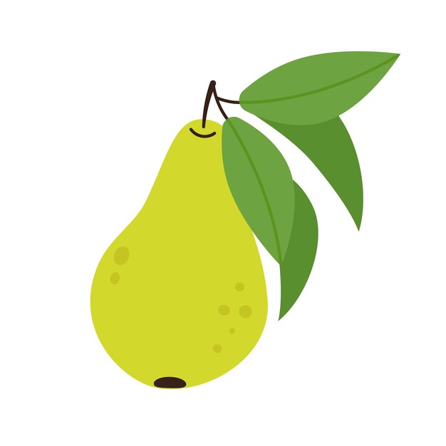 Whole green pear fruit ripe vegetarian vitamin healthy organic food icon