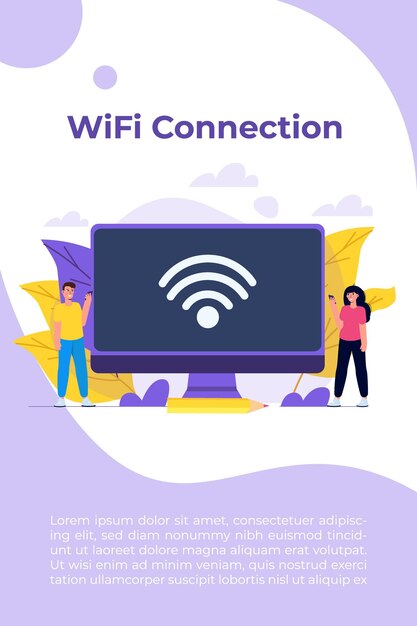 WiFi-anslutningskoncept. Fjärranslutna enheter. Vektorillustration.