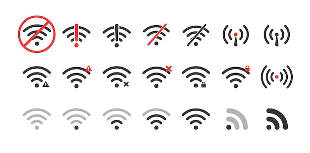 WiFi icon set Connection level Mobile phone ui elements Wireless Internet symbol Hotspot icon