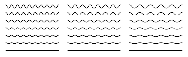 Wiggly squiggle lines wiggle waves set wavy vector line