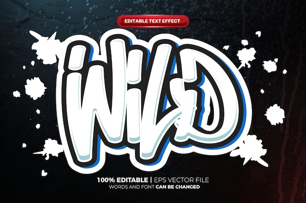 Wild Blue style graffiti 3D Editable Text Effect