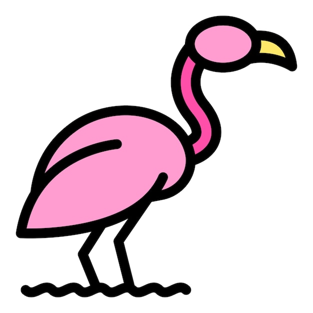 Wild flamingo icon Outline Wild flamingo vector icon for web design isolated on white background color flat