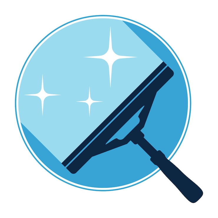 Vektör window cleaning scraper and water trail symbol in a circle