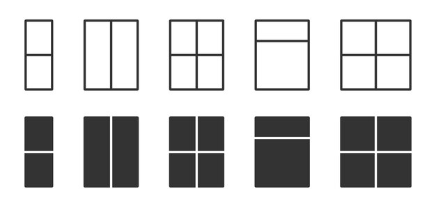 Window icon set Simple design Vector illustration