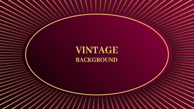 Wine red gradient abstract background with gold oval and concentric beams Shiny poster or web banner