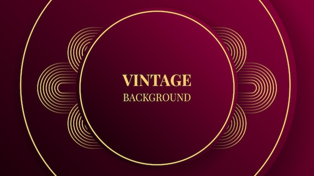 Wine red gradient abstract background with gold rounded lines and shadows Blended lines