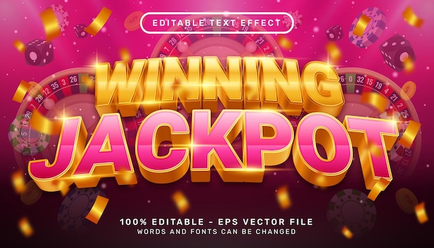 winning jackpot 3d text effect and editable text effect