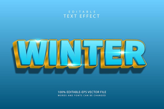 Winter editable text effect 3 dimension emboss modern style
