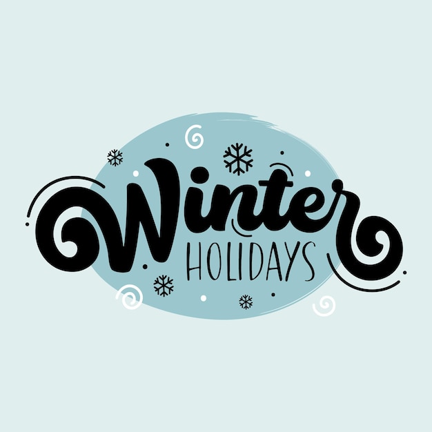 Winter holidays typography logo with snowflaks vector illustration Winter label tag sticker