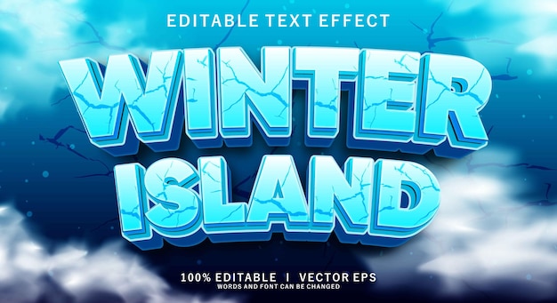 winter island 3d vector text effect with modern style design