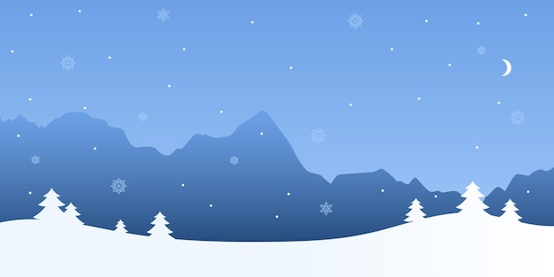 winter landscape featuring snowy fields and trees with copy space for text vector background