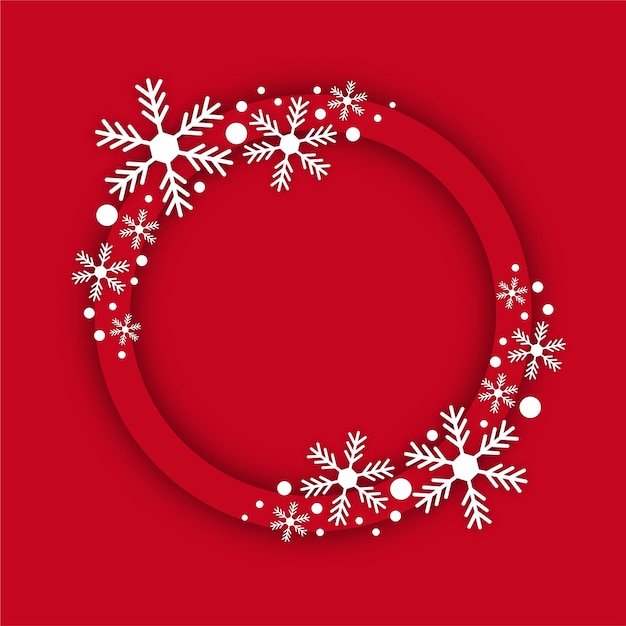 winter new year and xmas circle frame with snowflakes
