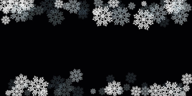 Winter snow snowflakes on black background Vector