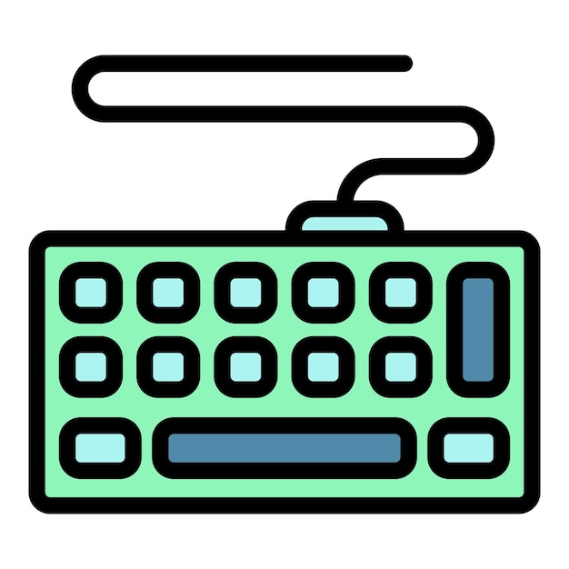 wired keyboard icon outline wired keyboard vector icon color flat isolated