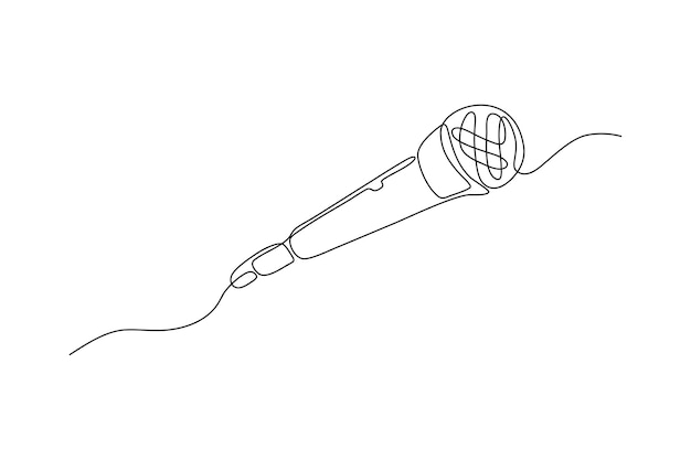 wired microphone continuous line art drawing